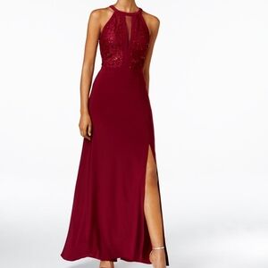 Nightway Lace Halter Gown